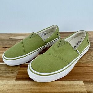 TOMS Olive Green Canvas Slip On Casual Comfort Shoes Women's‎ Size 8